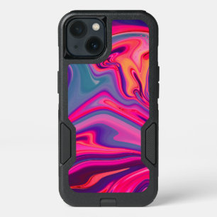 Trendy Bright Blue Pink Green Abstract Pattern iPhone 13 Case