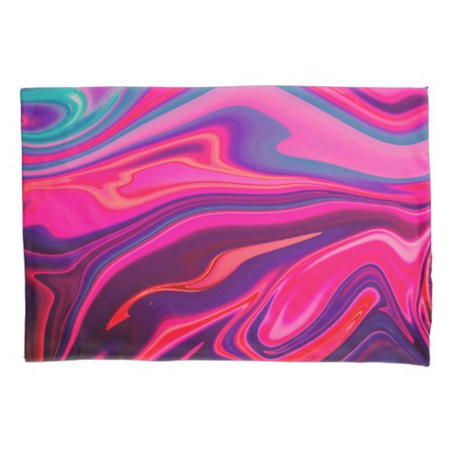 Trendy Bright Blue Pink Green Abstract Pattern Pillow Case