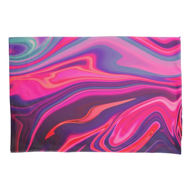 Trendy Bright Blue Pink Green Abstract Pattern Pillow Case (Front)