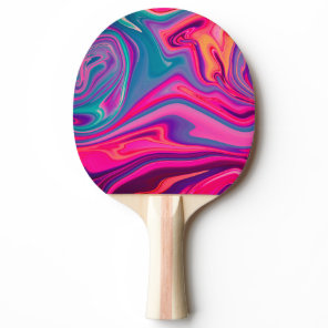 Trendy Bright Blue Pink Green Abstract Pattern Ping Pong Paddle