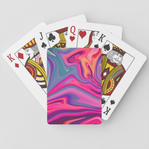 Trendy Bright Blue Pink Green Abstract Pattern Playing Cards
