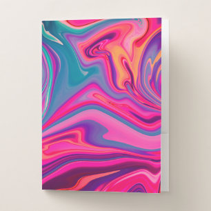 Trendy Bright Blue Pink Green Abstract Pattern Pocket Folder