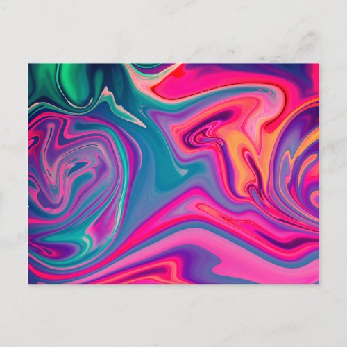 Trendy Bright Blue Pink Green Abstract Pattern Postcard