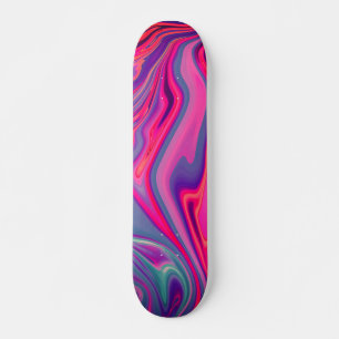 Trendy Bright Blue Pink Green Abstract Pattern Skateboard