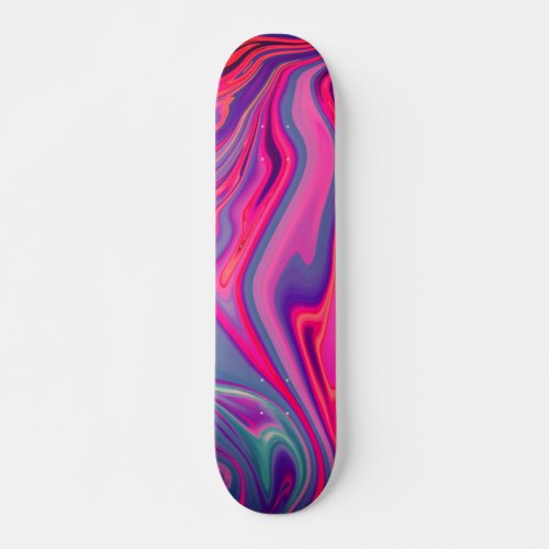 Trendy Bright Blue Pink Green Abstract Pattern Skateboard