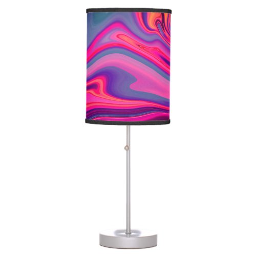 Trendy Bright Blue Pink Green Abstract Pattern Table Lamp