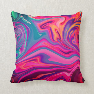 Trendy Bright Blue Pink Green Abstract Pattern Throw Pillow