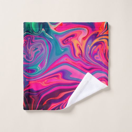 Trendy Bright Blue Pink Green Abstract Pattern Wash Cloth