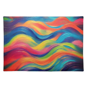 Trendy Bright Blue yellow Abstract Pattern Cloth Placemat