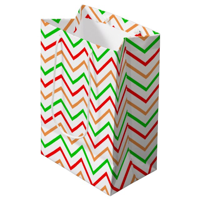 Trendy Bright Chevron Pattern Medium Gift Bag (Front Angled)