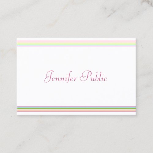 Trendy Bright Colors Striped Template Modern Business Card