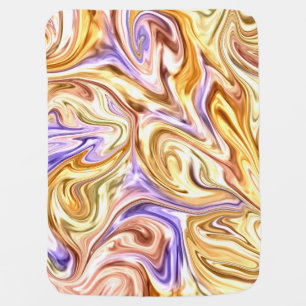 Trendy Bright Gold Purple Waves Abstract Pattern Baby Blanket
