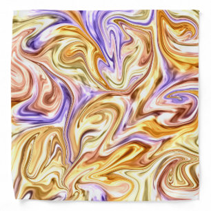 Trendy Bright Gold Purple Waves Abstract Pattern Bandana