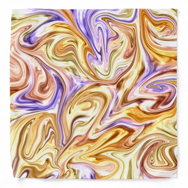 Trendy Bright Gold Purple Waves Abstract Pattern  Bandana (Front)