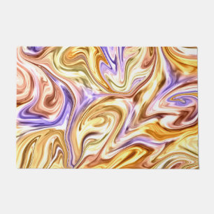 Trendy Bright Gold Purple Waves Abstract Pattern  Doormat