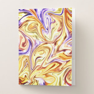 Trendy Bright Gold Purple Waves Abstract Pattern Pocket Folder