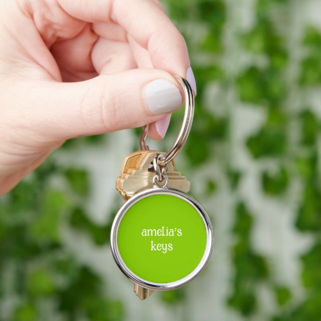 Trendy Bright Green Personalized Keychain (Hand)