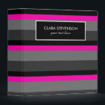 trendy bright neon pink black and grey striped binder<br><div class="desc">Fresh and bright design featuring neon pink,  black and grey stripes.</div>