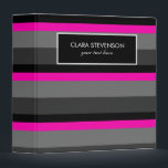 trendy bright neon pink black and grey striped binder<br><div class="desc">Fresh and bright design featuring neon pink,  black and grey stripes.</div>
