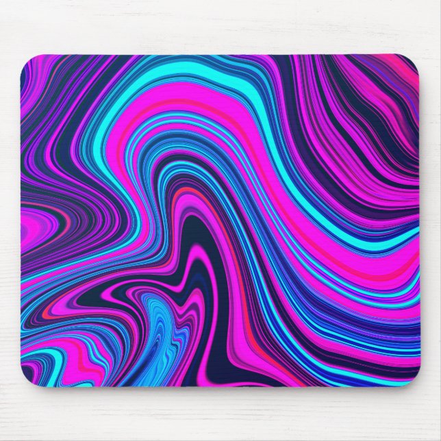 Trendy Bright Neon Purple Pink Abstract Pattern Mouse Pad (Front)