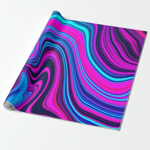Trendy Bright Neon Purple Pink Abstract Pattern Wrapping Paper