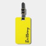 Trendy Bright Neon Yellow &amp; Black Monogram Luggage Tag at Zazzle