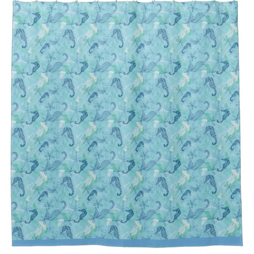 Trendy Bright Ocean Sea Life in Shower Curtain