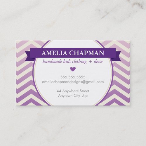 TRENDY bright ombre chevron pattern violet purple Business Card