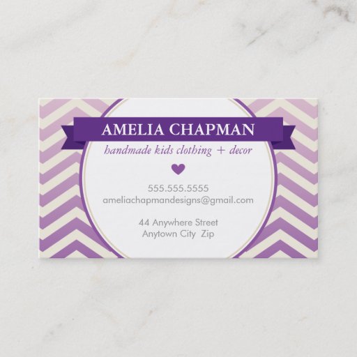 Customizable TRENDY bright ombre chevron pattern violet purple Business Card