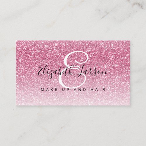 Trendy Bright Pink Glitter Makeup Artist Hair Salo Business Card