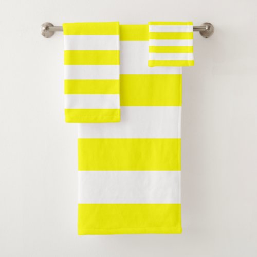 Trendy Bright Summer Radiant Yellow Stripes Bath Towel Set