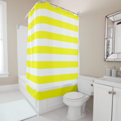 Trendy Bright Summer Radiant Yellow Stripes Shower Curtain