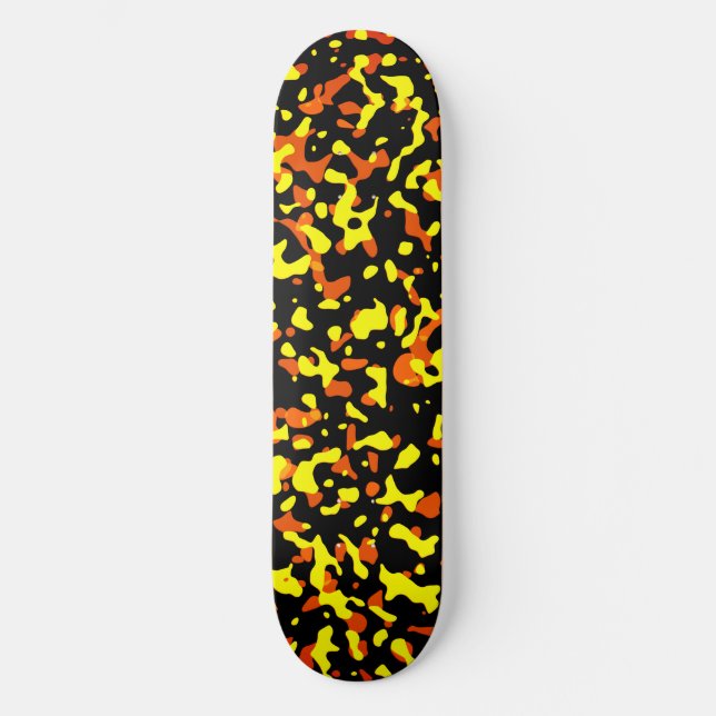 Trendy bright Yellow and Orange Camouflage Pattern Skateboard (Front)