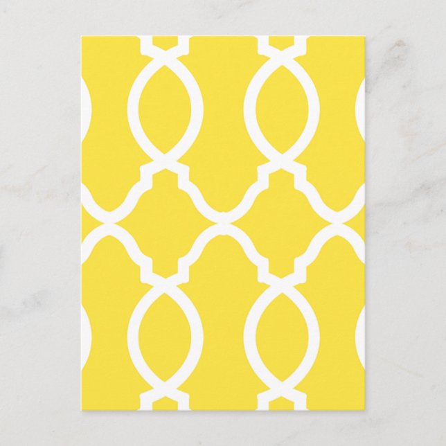 Trendy Bright Yellow Geometric Moroccan Postcard (Front)
