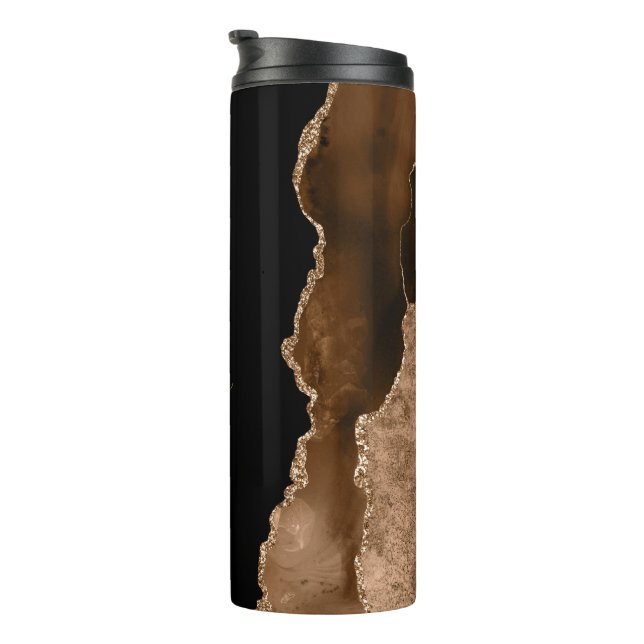 Trendy Brown and Gold Agate marbled Thermal Tumbler (Rotated Right)