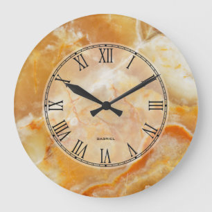 Trendy Brown & Beige Marble Stone Pattern Large Clock