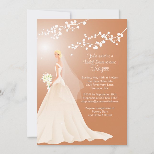 Trendy Brown BLONDE Bride Bridal Shower Invite (Front)