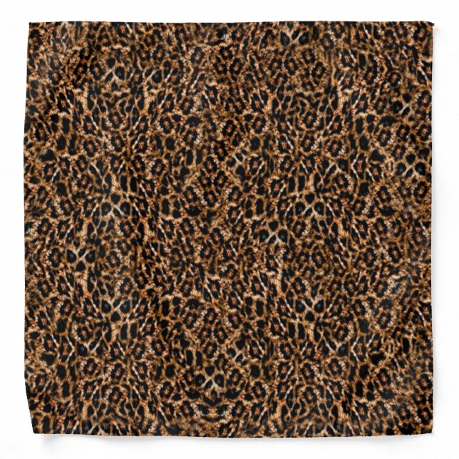 Trendy Brown Exotic Fur Pattern Leopard Print Bandana (Front)