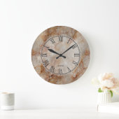 Trendy Brown Faux Marble Stone Pattern Large Clock | Zazzle