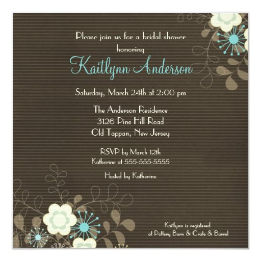 Trendy Brown Floral Bridal Shower Invitation | Zazzle