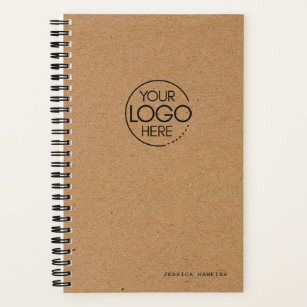 Trendy Brown Kraft Paper Modern Logo Notebook