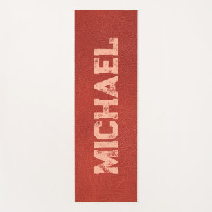 Trendy Brown Leather Look Template Names Yoga Mat