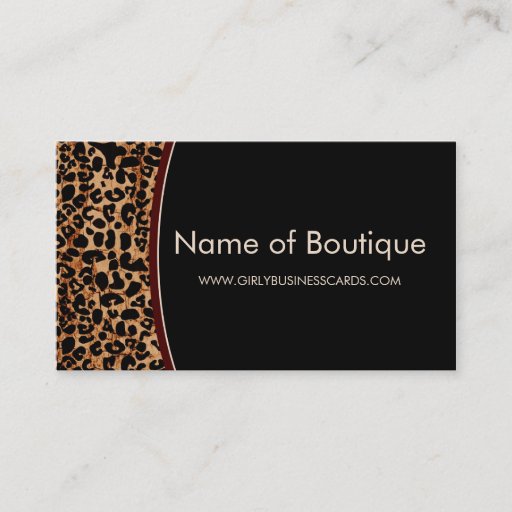 Customizable Trendy Brown Leopard Print Modern Boutique Business Card