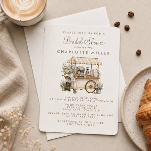 Trendy Brown Love Is Brewing Bridal Shower Invitation