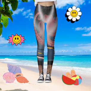 Trendy Brown Octopus Tentacles Gym Exercise Women Leggings