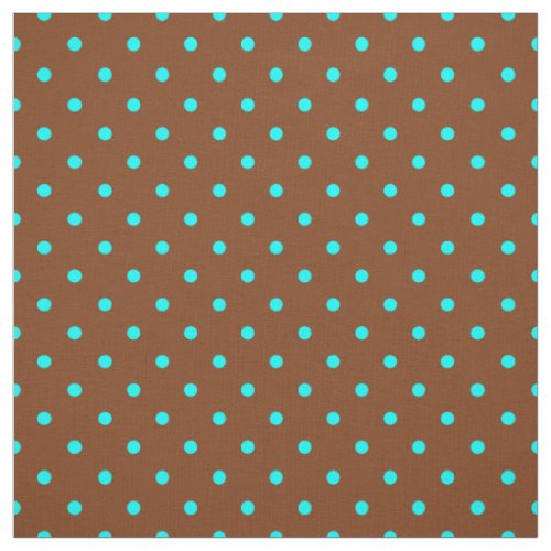 Trendy Brown Turquoise Blue Polka Dot Pattern Fabric