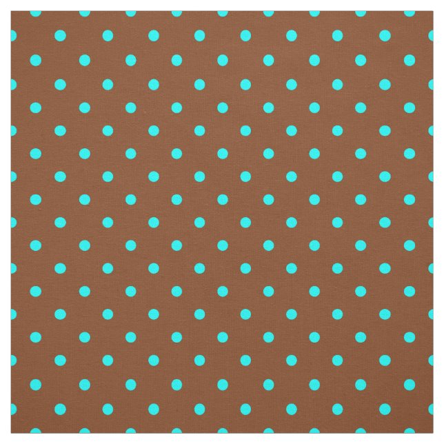Trendy Brown Turquoise Blue Polka Dot Pattern Fabric (Swatch)