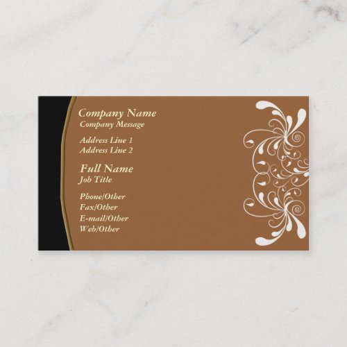 Trendy Brown w/ White Swirl Business Card Template