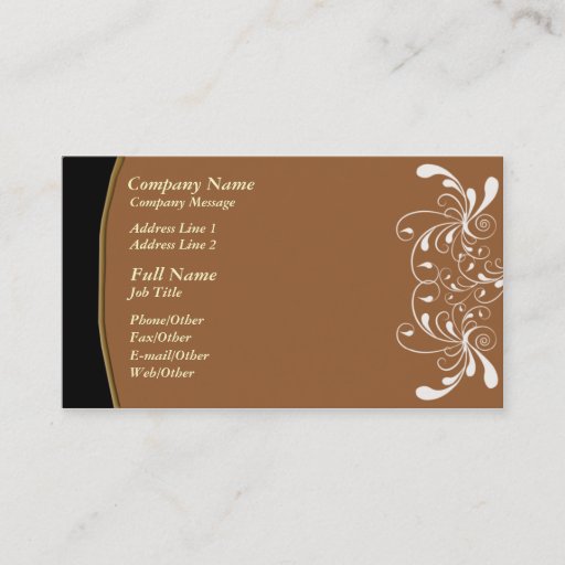 Customizable Trendy Brown w/ White Swirl Business Card Template
