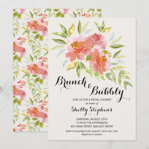 Trendy Brunch and Bubbly Floral Shower Invitation